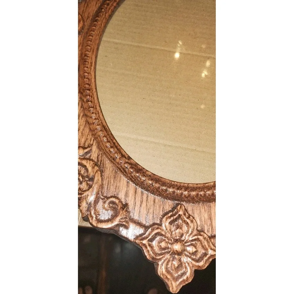 Vtg Oak Wood Oval Victorian Picture Frame  Size Fits 8 X 10 No Mat Ornate